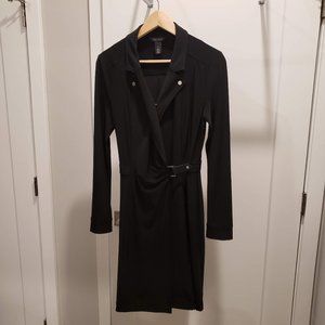 WHBM - Black Wrap Dress with Button Buckle